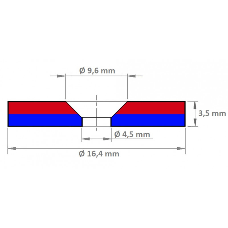 Anneau magnétique  16.4x9.6-4.5x3.5 mm