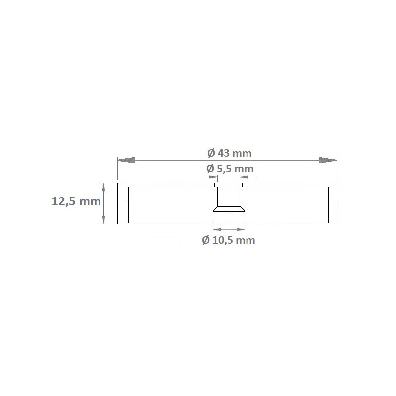 Pot magnétique avec caoutchouc antiglisse 43x12.5xØ10,.5xM5.5