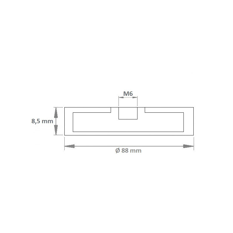 Pot magnétique avec caoutchouc 88x8.5xM6 (Aimants Néodyme)