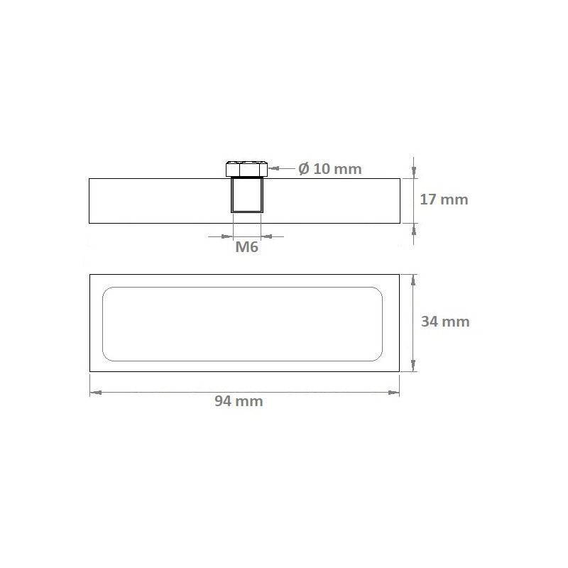 Bloco de poliuretano 94x34x17mm
