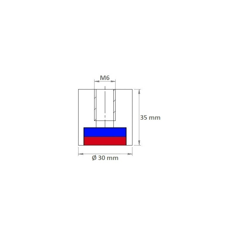 Neodymium deep pot magnets 30 x 35 x M6 mm (Neodymium Magnets)