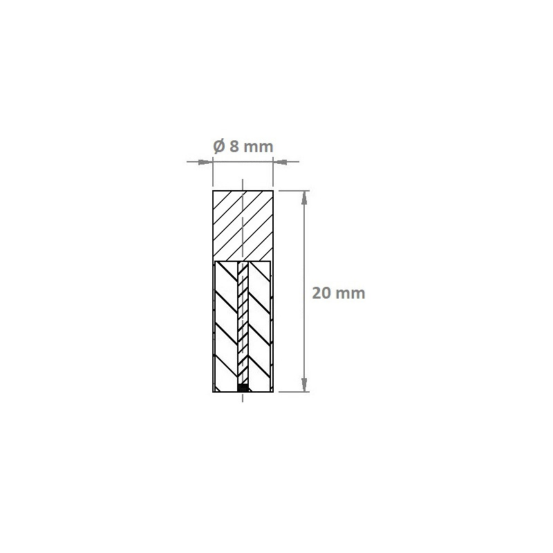 Pot magnétique Cylindrique 8x20mm, économique (Aimants Néodyme)
