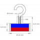 Topfmagnete ferrit mit Haken16 x 4.5 x 11.5 x 6 mm (FerritMagnete)