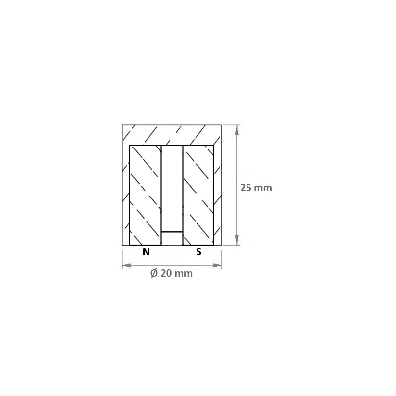 Topfmagnete in Zylinderform 20 x 25 mm (Alnico-Magnete)