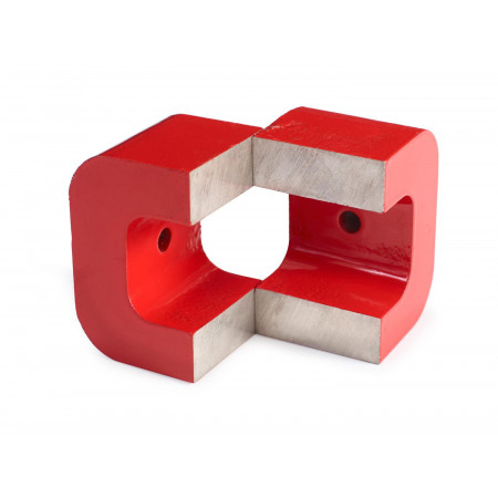 Alnico Pot Magnets with bridge: one through hole - Red magnets